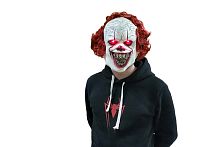 Маска Пеннивайз люкс светятся глаза, белый латекс, искусственный мех, ткань, размер 56-58