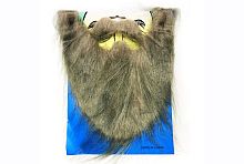 Борода с усами серая большая (усы, борода) на резинке, серый искусственный мех, размер 25х30 см